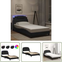 Bettgestell mit led Schwarz 100x200 cm Kunstleder - Bettsofa - Schlafzimmermöbel - Doppelbett - Boxspringbett - Lederbettwäsche - The Living Store Bettgestell mit led Schwarz 100x200 cm Kunstleder - Bettsofa - Schlafzimmermöbel - Doppelbett - Boxspringbett - Lederbettwäsche - The Living Store von THE LIVING STORE