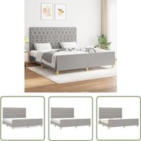 The Living Store - Bettgestell ohne Matratze Hellgrau 160x200 cm Stoff - Bettsofa - Boxspringbetten - Doppelbett - Lattenrost - Schlafzimmermöbel von THE LIVING STORE