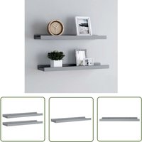 The Living Store - Bilderleisten 2 Stk. Grau 40x9x3 cm mdf - Wandregal - Bilderleiste - Grau - mdf - Wohnwanddeko von THE LIVING STORE