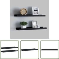 The Living Store - Bilderleisten 2 Stk. Schwarz 40x9x3 cm mdf - Wandregal - Bilderleiste - Schwarz - mdf - Wohnwanddeko von THE LIVING STORE
