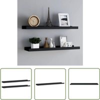 The Living Store - Bilderleisten 2 Stk. Schwarz 80x9x3 cm mdf - Wandregal - Bilderleiste - Schwarz - mdf - Dekoration von THE LIVING STORE