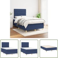 The Living Store - Boxspringbett mit Matratze Blau 120x200 cm Stoff - Boxspringbett - Doppelbett - Schlafraum - Bettenrahmen - Matratze The Living Store - Boxspringbett mit Matratze Blau 120x200 cm Stoff - Boxspringbett - Doppelbett - Schlafraum - Bettenrahmen - Matratze von THE LIVING STORE