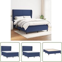 The Living Store - Boxspringbett mit Matratze Blau 140x200 cm Stoff - Boxspringbett - Doppelbett - Schlafsystem - Lattenrost - Bettrahmen von THE LIVING STORE