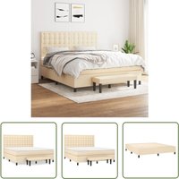 The Living Store Boxspringbett mit Matratze Creme 180x200 cm Stoff - Boxspringbett - Doppelbett - Cremefarbenes Bett - Betten Mit Stauraum von THE LIVING STORE