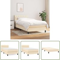 The Living Store - Boxspringbett mit Matratze Creme 90x190 cm Stoff - Boxspringbett - Betten - Schlafräume - Cremefarbenes Bett - Doppelbett von THE LIVING STORE