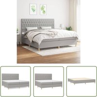 Boxspringbett mit Matratze Hellgrau 200x200 cm Stoff - Boxspringbett - Doppelbett - Bettenrahmen - Schlafsystem - Matratze - The Living Store von THE LIVING STORE
