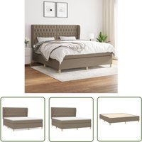 The Living Store - Boxspringbett mit Matratze Taupe 180x200 cm Stoff - Boxspringbett - Doppelbett - Bettenrahmen - Lattenrost - Matratze von THE LIVING STORE