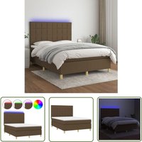 The Living Store - Boxspringbett mit Matratze & led Dunkelbraun 140x200 cm Stoff - Boxspringbett - Doppelbett - Bettrahmen - Matratze - led The Living Store - Boxspringbett mit Matratze & led Dunkelbraun 140x200 cm Stoff - Boxspringbett - Doppelbett - Bettrahmen - Matratze - led von THE LIVING STORE