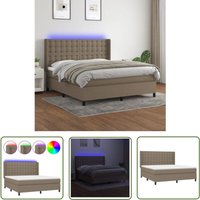 The Living Store - Boxspringbett mit Matratze & led Taupe 180x200 cm Stoff - Boxspringbett - Doppelbett - Lattenrost - Bettsofa - Schlafsystem The Living Store - Boxspringbett mit Matratze & led Taupe 180x200 cm Stoff - Boxspringbett - Doppelbett - Lattenrost - Bettsofa - Schlafsystem von THE LIVING STORE