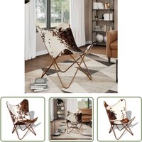 The Living Store Butterfly-Sessel Braun und Weiß Echtes Kuhfell - Butterfly Sessel - Vintage Sessel - Ledersessel - Designerstuhl - Wohnzimmersessel The Living Store Butterfly-Sessel Braun und Weiß Echtes Kuhfell - Butterfly Sessel - Vintage Sessel - Ledersessel - Designerstuhl - Wohnzimmersessel von THE LIVING STORE