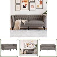 The Living Store - Chesterfield-Sofa 2-Sitzer Taupe Stoff - Chesterfield Sofa - Couch - Sessel - Wohnzimmer Dekoration - Tapete Grau von THE LIVING STORE