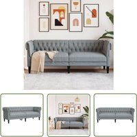 The Living Store - Chesterfield-Sofa 3-Sitzer Hellgrau Stoff - Chesterfield Sofa - Couch - Leder Sofa - Samtcouch - Esszimmerstuhl The Living Store - Chesterfield-Sofa 3-Sitzer Hellgrau Stoff - Chesterfield Sofa - Couch - Leder Sofa - Samtcouch - Esszimmerstuhl von THE LIVING STORE