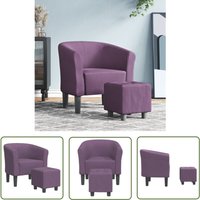 The Living Store Clubsessel mit Fußhocker Lila Stoff - Moderner Sessel - Akzentstuhl - Lounge Chair - Gemütlicher Sessel - Violetter Sessel von THE LIVING STORE