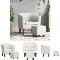 The Living Store - Clubsessel mit Fußhocker Weiß Kunstleder - Sessel - Weiß von THE LIVING STORE