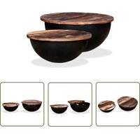 The Living Store - Couchtisch-Set 2tlg. Altholz Massiv Schwarz Schüsselform - Holz Couchtisch - Industriel Style - Altholz Tisch - Couchtisch Set The Living Store - Couchtisch-Set 2tlg. Altholz Massiv Schwarz Schüsselform - Holz Couchtisch - Industriel Style - Altholz Tisch - Couchtisch Set von THE LIVING STORE