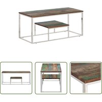 The Living Store - Couchtisch Silbern Edelstahl und Altholz Massiv - Esszimmertisch - Couchtisch - Wohnzimmereinrichtung - Sideboard - Altholzmöbel von THE LIVING STORE