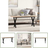 The Living Store - Couchtisch X-Gestell 110x40x45,5 cm Massivholz Kiefer Gusseisen - Esstisch - Holzt Tisch - Kiefernholz Tisch - Couchtisch von THE LIVING STORE