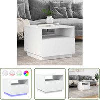 The Living Store - Couchtisch mit LED-Leuchten Weiß 50x49x40 cm - Couchtisch - Wohnzimmerstil - led Beleuchtung - Holzwerkstoff - Weißer Couchtisch von THE LIVING STORE