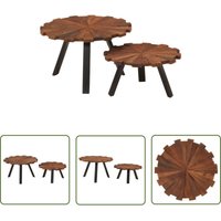 The Living Store - Couchtische 2 Stk. Altholz Massiv und Eisen - Holz Couchtisch - Altholz Couchtisch - Recycelter Holz Couchtisch - Vintage von THE LIVING STORE