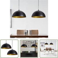 The Living Store - Deckenleuchte 2 Stk. Höhenverstellbar Halbkugelförmig Schwarz - Pendelleuchte - Deckenleuchte - Wohnzimmerlampe - Esszimmerlampe von THE LIVING STORE