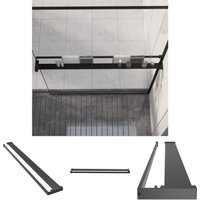 The Living Store Duschablage für Begehbare Dusche Schwarz 118 cm Aluminium - Badzubehör von THE LIVING STORE