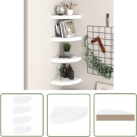 The Living Store Eck-Schweberegale 4 Stk. Hochglanz-Weiß 25x25x3,8 cm mdf - Eckregal - Wandregal - Schwebender Wandregal - Regal Weiß - Wohnwandregal von JINLEFU