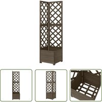 Eck-Spalier mit Pflanzkasten Grau 40x40x150cm Massivholz Tanne - Eck-Spalier - Gartensortiment - Holzspalier - Tannenzapfen - Blumenerde - The Living von THE LIVING STORE