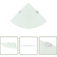 The Living Store Eckablage mit Verchromten Halterungen Glas Weiß 25x25 cm - Wandregal - Eckregal - Glasregal - Regal Weiß - Küchenregal von THE LIVING STORE