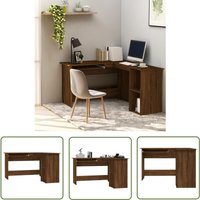 The Living Store - Eckschreibtisch Braun Eichen-Optik 120x140x75 cm Holzwerkstoff - Eck-Schreibtisch - Schreibtisch Braun - Holzwerkstoff - Home von THE LIVING STORE