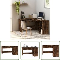 The Living Store - Eckschreibtisch Räuchereiche 120x140x75 cm Holzwerkstoff - Eck Schreibtisch - Schreibtisch Holz - Home Office - Büro Einrichtung von THE LIVING STORE