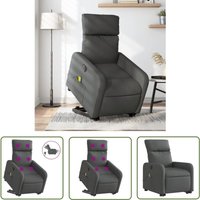The Living Store Elektrischer Massagesessel mit Aufstehhilfe Dunkelgrau Stoff - Elektrischer Sessel - Massagesessel - Fernsehsessel - Relaxsessel von THE LIVING STORE