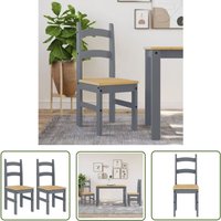 The Living Store - Essstühle 2 Stk. Grau 40x46x99 cm Massivholz Kiefer - Holzsessel - Esszimmerstuhl - Küchenstuhl - Kiefernholzstuhl - Grau von THE LIVING STORE