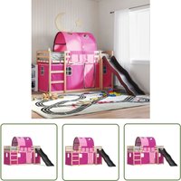 The Living Store - Etagenbett mit Rutsche und Gardinen Rosa 90x190 cm - Etagenbett - Hochbett - Kinderbett - Kiefernholz - Holzbett The Living Store - Etagenbett mit Rutsche und Gardinen Rosa 90x190 cm - Etagenbett - Hochbett - Kinderbett - Kiefernholz - Holzbett von THE LIVING STORE