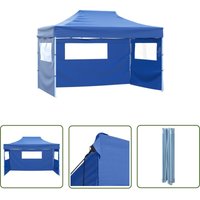 Faltzelt mit 3 Seitenteilen 3x4,5 m Blau - Partyzelt - Outdoorzelt - Sonnenschutz - Gartenzelt - Pavillon - The Living Store von THE LIVING STORE
