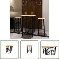 The Living Store Früchstücksbar Hellbraunes Holz Schwarzer Stahl - Frühstücksbar - Kücheninsel - Bistroset - Holztisch - Stahlttisch von THE LIVING STORE