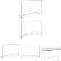 The Living Store - Fußballtore 2 Stk. mit Netzen 182×61×122 cm Stahl Weiß - Fußball-Tore & -Netze - Weiß von THE LIVING STORE