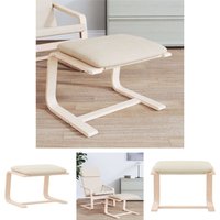 Fußhocker Creme 51x41x40 cm Stoff - Polsterhocker - Creme - The Living Store von THE LIVING STORE
