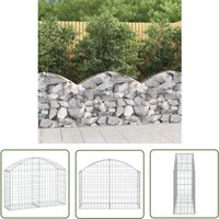 The Living Store - Gabione mit Hochbogen 100x30x60/80 cm Verzinktes Eisen - Gabionenkorb - Gabionenwände - Gartendeko - Gartenzubehör - Zaun von THE LIVING STORE