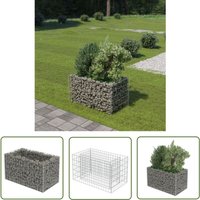 The Living Store Gabionen-Hochbeet Verzinkter Stahl 90×50×50 cm - Gabionen-Hochbeet - Gartendekoration - Stahltanks - Blumengarten - Beete von THE LIVING STORE