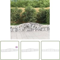 The Living Store - Gabionen mit Hochbogen 9 Stk. 400x30x40/60 cm Verzinktes Eisen - Gabionen - Gabionenkorb - Gartendeko - Zaun - Sichtschutz von THE LIVING STORE