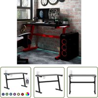 The Living Store Gaming-Schreibtisch mit led und Z-Gestell Schwarz 110x60x75 cm - led Gaming Schreibtisch - Gamer Schreibtisch - pc Schreibtisch von ECHOO