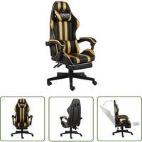 The Living Store - Gaming-Stuhl mit Fußstütze Schwarz und Golden Kunstleder - Gaming-Stuhl - Bürostuhl - Büroarbeitsplatz - Ergonomischer Stuhl The Living Store - Gaming-Stuhl mit Fußstütze Schwarz und Golden Kunstleder - Gaming-Stuhl - Bürostuhl - Büroarbeitsplatz - Ergonomischer Stuhl von THE LIVING STORE