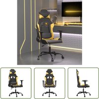 Gaming-Stuhl mit Massagefunktion Schwarz & Golden Kunstleder - Gaming-Stuhl - Gamer Chair - Bürostuhl - Schreibtischstuhl - Ergonomischer Stuhl - The von THE LIVING STORE