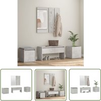 The Living Store - Garderoben-Set Betongrau Holzwerkstoff - Flurbank - Garderobe - Schuhschrank - Eingangsbereich Deko - Wohnzimmer Möbel von THE LIVING STORE