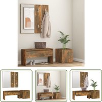 The Living Store - Garderoben-Set Räuchereiche Holzwerkstoff - Flurbank - Holzwerkstoff Möbel - Garderobe - Spiegel - Pflanzenhalter The Living Store - Garderoben-Set Räuchereiche Holzwerkstoff - Flurbank - Holzwerkstoff Möbel - Garderobe - Spiegel - Pflanzenhalter von THE LIVING STORE