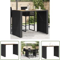 The Living Store - Garten-Bartisch mit Holzplatte Schwarz 145x80x110 cm Polyrattan - Garten Bartisch - Outdoor Bartisch - Esszimmerset - Balkonmöbel von THE LIVING STORE