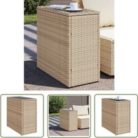 The Living Store - Garten-Beistelltisch Glasplatte Beige 58x27,5x55 cm Poly Rattan - Gartentisch - Outdoor Tisch - Esszimmerset - Balkonmöbel von THE LIVING STORE