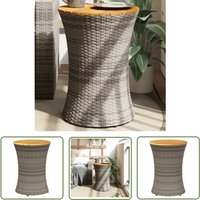 Garten-Beistelltisch Trommelform Grau Poly Rattan & Massivholz - Gartentisch - Outdoor Möbel - Balkontisch - Esszimmerset - Terrassenmöbel - The von THE LIVING STORE