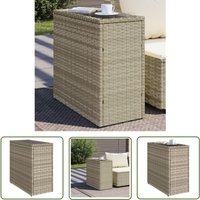 The Living Store - Garten-Beistelltisch mit Glasplatte 58x27,5x55 cm Poly Rattan - Gartentisch - Outdoor Möbel - Balkonmöbel - Esszimmerset von THE LIVING STORE