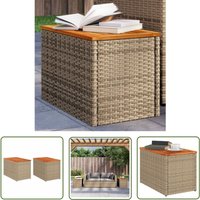 Garten-Beistelltische 2 Stk. Beige 55x34x37 cm Poly Rattan Holz - Gartentisch - Terrasse Möbel - Gartenmöbel - Rattan Tisch - Esszimmerset - The von THE LIVING STORE
